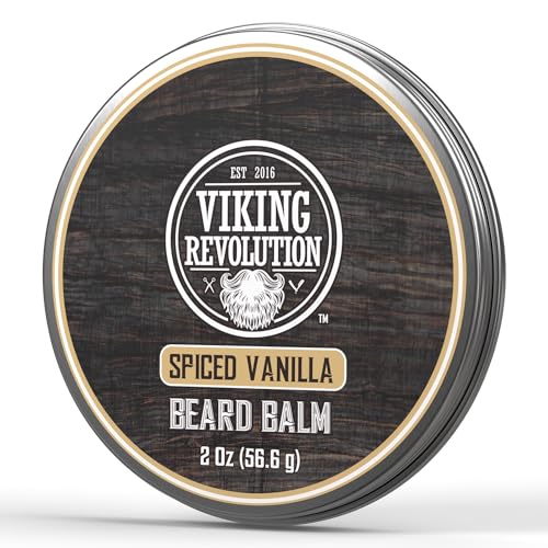 Viking Revolution Spiced Vanilla Beard Balm - Beard Butter with Argan Oil, Beard Softener for Men with Jojoba Oil - Beard Moisturizer for Men