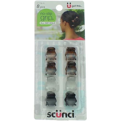 Scunci No-slip Grip Mini Oval Top Jaw Clips, 8 Count