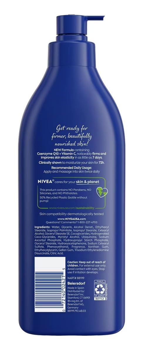 NIVEA Lotion Nourishing Skin Firming 16.9 Ounce Pump (500ml) (3 Pack)