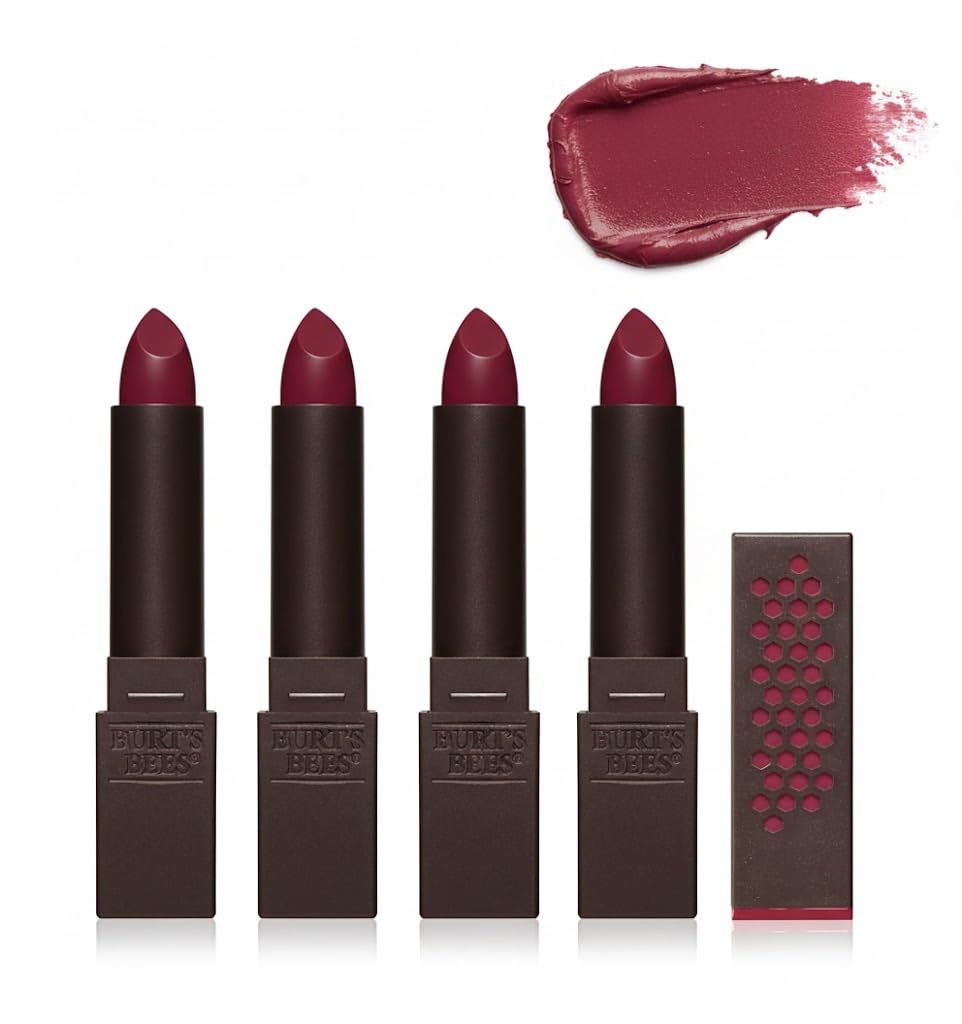Burt's Bees 100% Natural Moisturizing Lipstick, Ruby Ripple - 4 Tube Value Pack