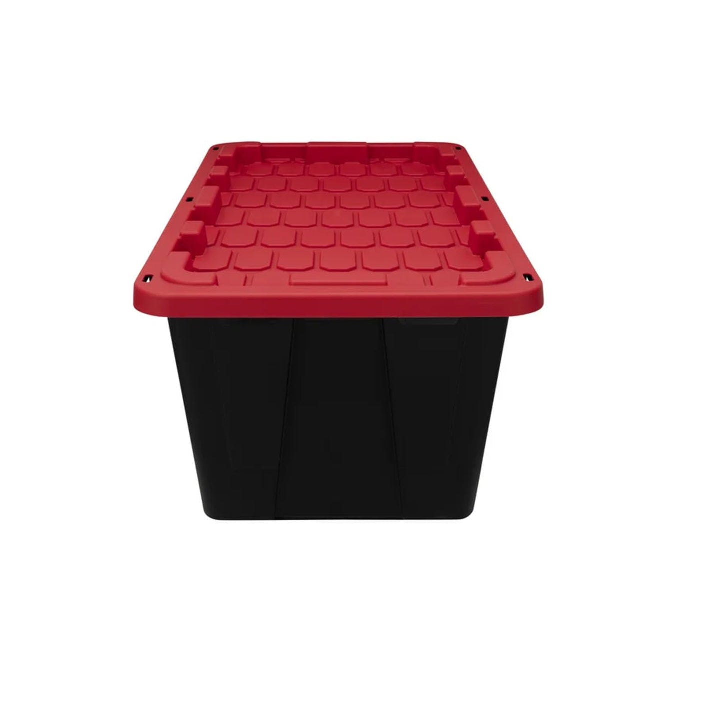 TnLoji 4 Pack, 27 Gallon Large Storage Bin, Plastic Storage Container with Stackable Snap-On Lid, Black and Red