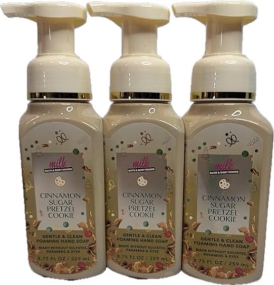 Bath and Body Works Cinnamon Sugar Pretzel Cookie Gentle Foaming Hand Soap Pack of 3