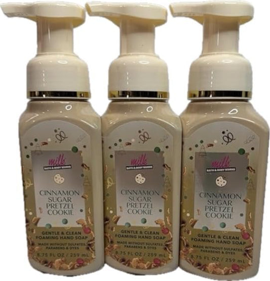 Bath and Body Works Cinnamon Sugar Pretzel Cookie Gentle Foaming Hand Soap Pack of 3