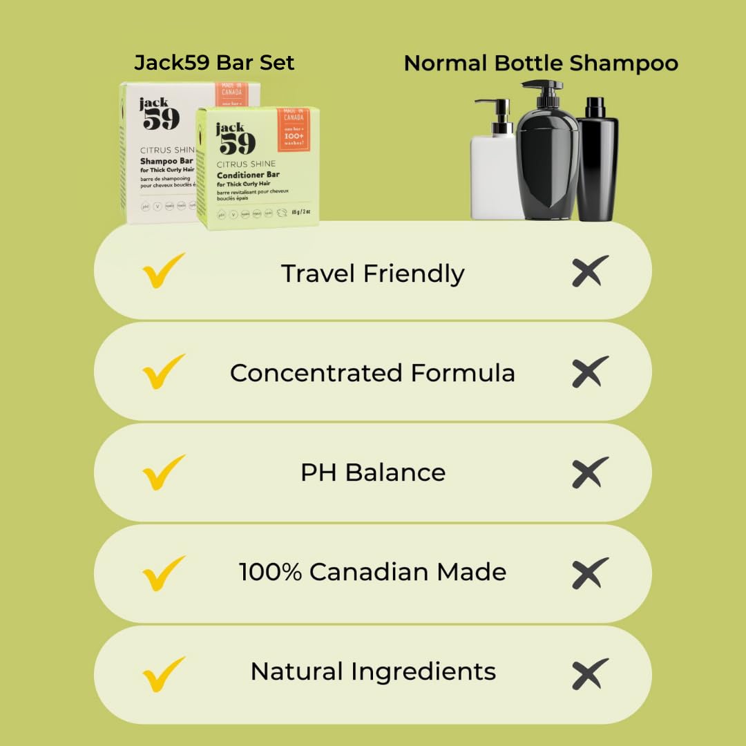 All Natural Shampoo and Conditioner Set for Thick Curly Hair, Bar Shampoo and Conditioner Set to Strengthen Hair, Boost Shine and Reduce Scalp