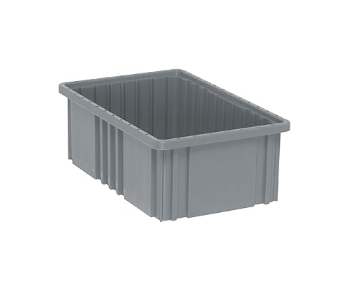 Quantum Storage DG92060GY Dividable Grid Storage Container, 16-1/2" L x 10-7/8" W x 6" H, Gray (Pack of 8)