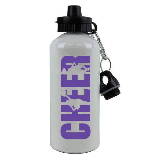 Cheer Cheerleading Aluminum White Finish 20-Ounce Sport Water Bottle, 2 Lids (Purple)