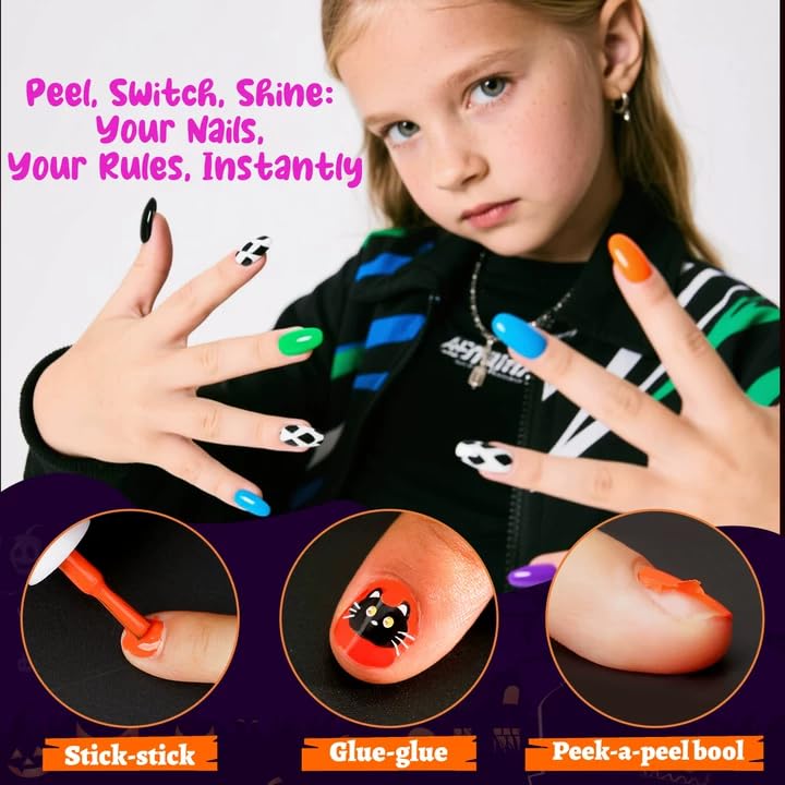 Aieenjor Kids Nail Polish with Stickers, Non-Toxic Toddler Nail Polish, Water-Based, Peelable Polish for Kids, for Party, Holiday Favors, Party Favors Beauty and Personal Care Aieenjor