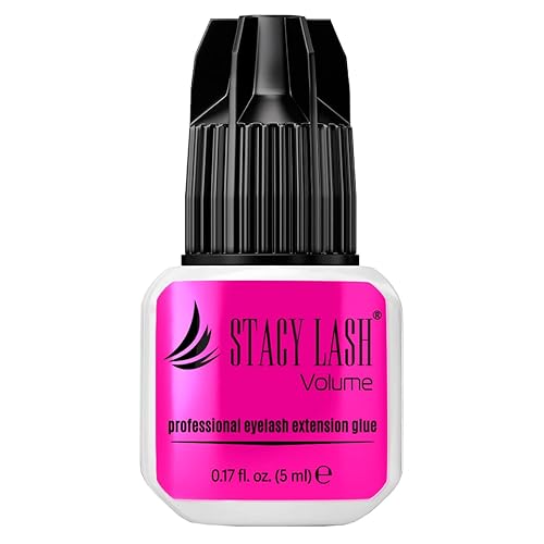 STACY LASH Volume Eyelash Extension Glue 0.17fl.oz/5ml/3-4 Sec Drying Time/Retention 6 Weeks/Black Adhesive/Professional Supplies/Pegamento de