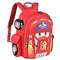QWZY Kid Toddler Boys Girls Backpack Waterproof Cartoon Truck Car Child Snack School Bag Kindergarten Backpack (Red)