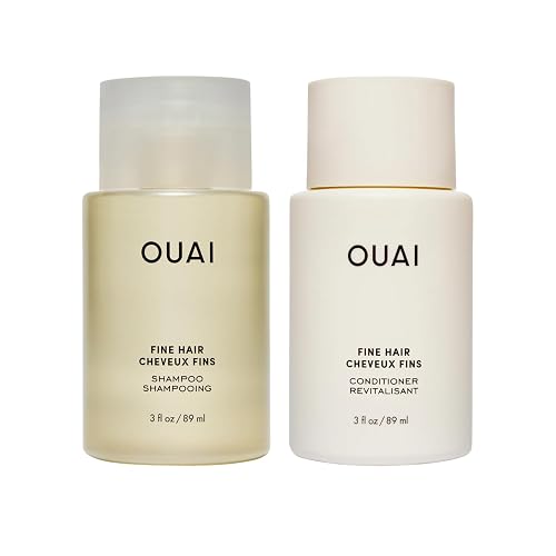 OUAI Fine Hair Shampoo & Conditioner Set, Travel Size - Volumizing Shampoo & Conditioner - With Strengthening Keratin, Biotin & Chia Seed Oil