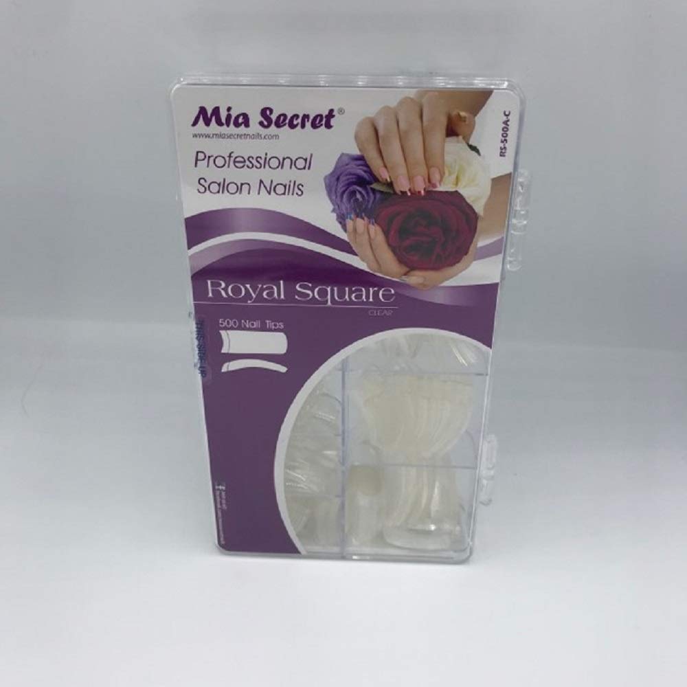 Mia Secret - Nail Tip Royal Square 500 pcs Clear Or Natural Pick Yours (500 Clear) (500 CLEAR) Beauty & Personal Care Mia Secret
