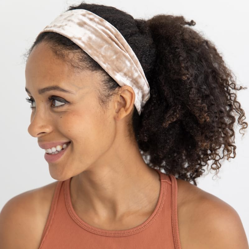 SWIRLYCURLY Women’s Fashion Headband for Natural, Curly Hair | No-Slip, 3-Snap, Adjustable, Washable, Turban Headwrap (Cream)