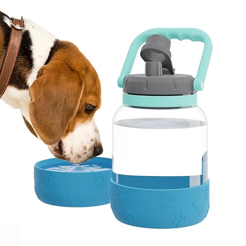 Asobu Buddy Bottle a Stainless Steel Insulated Water Bottle for with Removable Dog Water Bowl and Dog Food and Treat Storage Bowl (Blue, 50 Ounce)