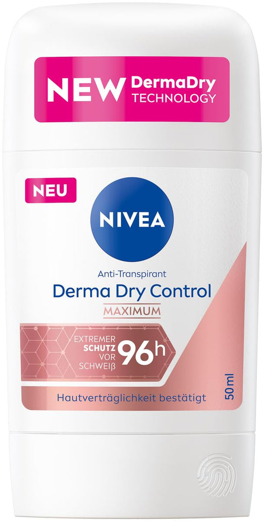 NIVEA Derma Dry Control Maximum Deo Stick 50 ml - Long-lasting Sweat & Odour Protection for Under-Arms, All Skin Types Beauty and Personal Care NIVEA