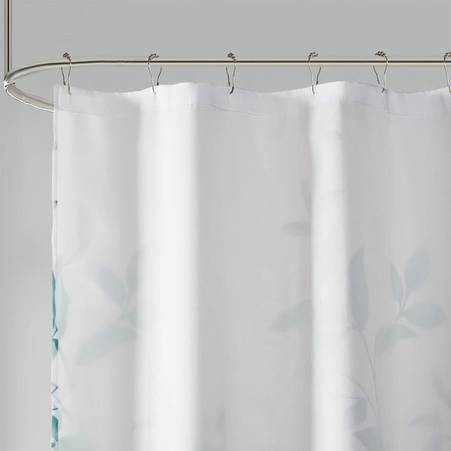 Madison Park Cecily Shower Curtain, Luxurious Botanical Leaf Print, Modern Serene Bathroom Décor, Machine Washable Bath Privacy Screen, 72x72, Seafoam
