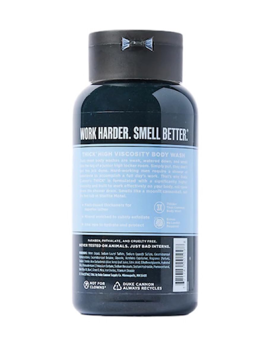 Duke Cannon Thick Body Wash - Midnight Swim, Men’s Body Wash for Deep Clean, Fresh Scent, Large 17.5 oz Bottle, Sulfate-Free, Moisturizing Formula