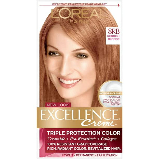L'Oreal Paris Excellence Creme Permanent Triple Care Hair Color 8RB Medium Reddish Blonde