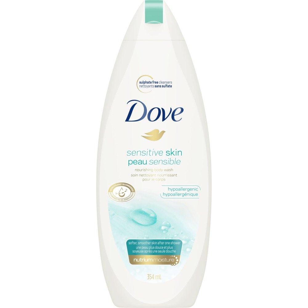 Dove Sensitive Skin Beauty Body Wash 12 oz (Pack of 6)