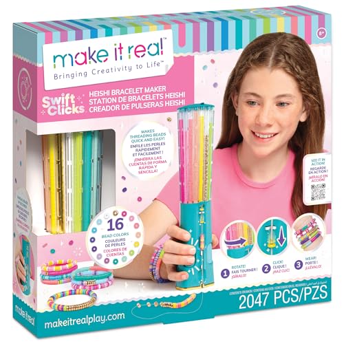 Make It Real: Swift Clicks - Heishi Bracelet Maker - 2047pc, DIY Jewelry Craft Kit, Design & Make 23 Bead Bracelets, Rotate-Click-Wear, Girls Kids 8+