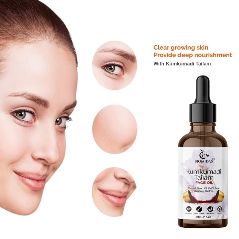 THRU Kumkumadi Tailam, With Pure Kashmiri Saffron For Skin Lightening, Healthy & Glowing Skin 30ML