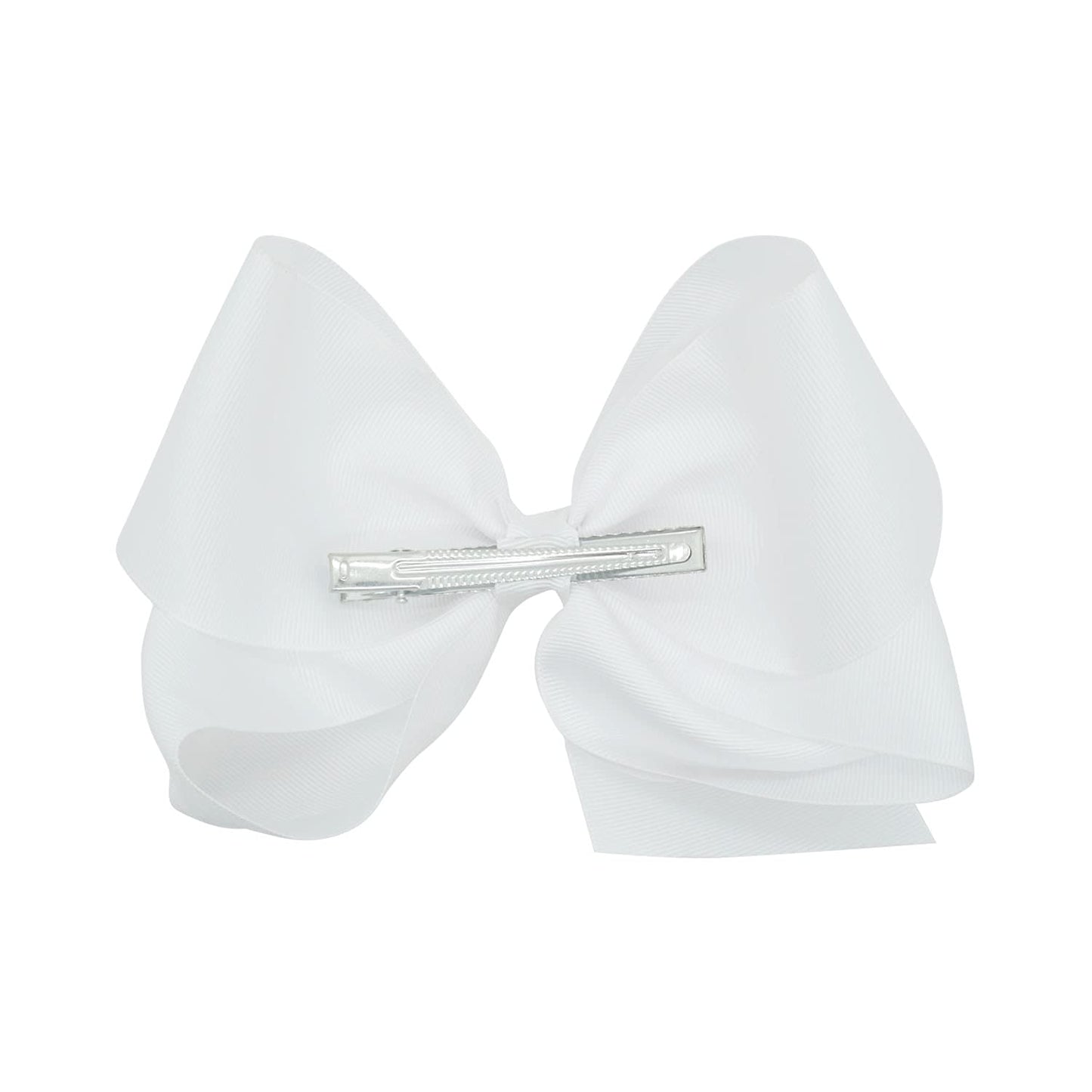 10 PCS Large 8" White Hair Bow Clips Grosgrain Ribbon Solid Color Hair Bow With Alligator Clips Hair Accessories for Teen Toddler Little Girls