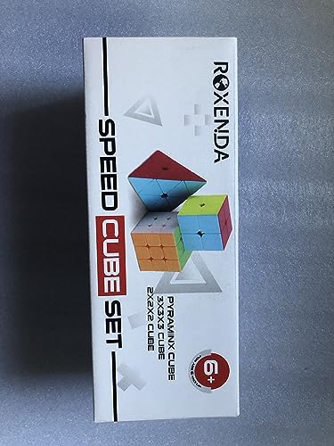 ROXENDA Speed Cube Set, Magic Cube Set of 2x2x2 3x3x3 Pyramid Cube Smooth Puzzle Cube (Stickerless)