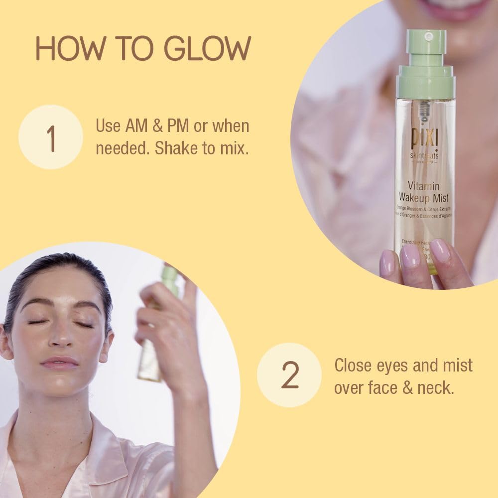 Pixi Vitamin-C Wakeup Mist | Helps Cool, Refresh, and Wake Up Skin | Adds Hydration | Boosting Treatment Toner | 2.7 fl oz / 80ml