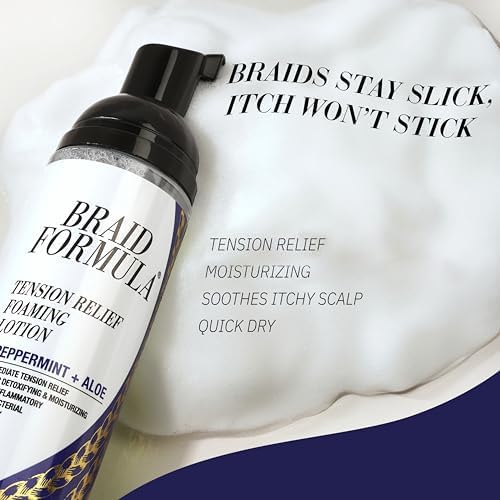 EBIN NEW YORK Braid Formula Tension Relief Foaming Lotion Peppermint & Aloe 3.38 fl. oz. 100ml Nourishing and Hydration, Style your Braids with Ease