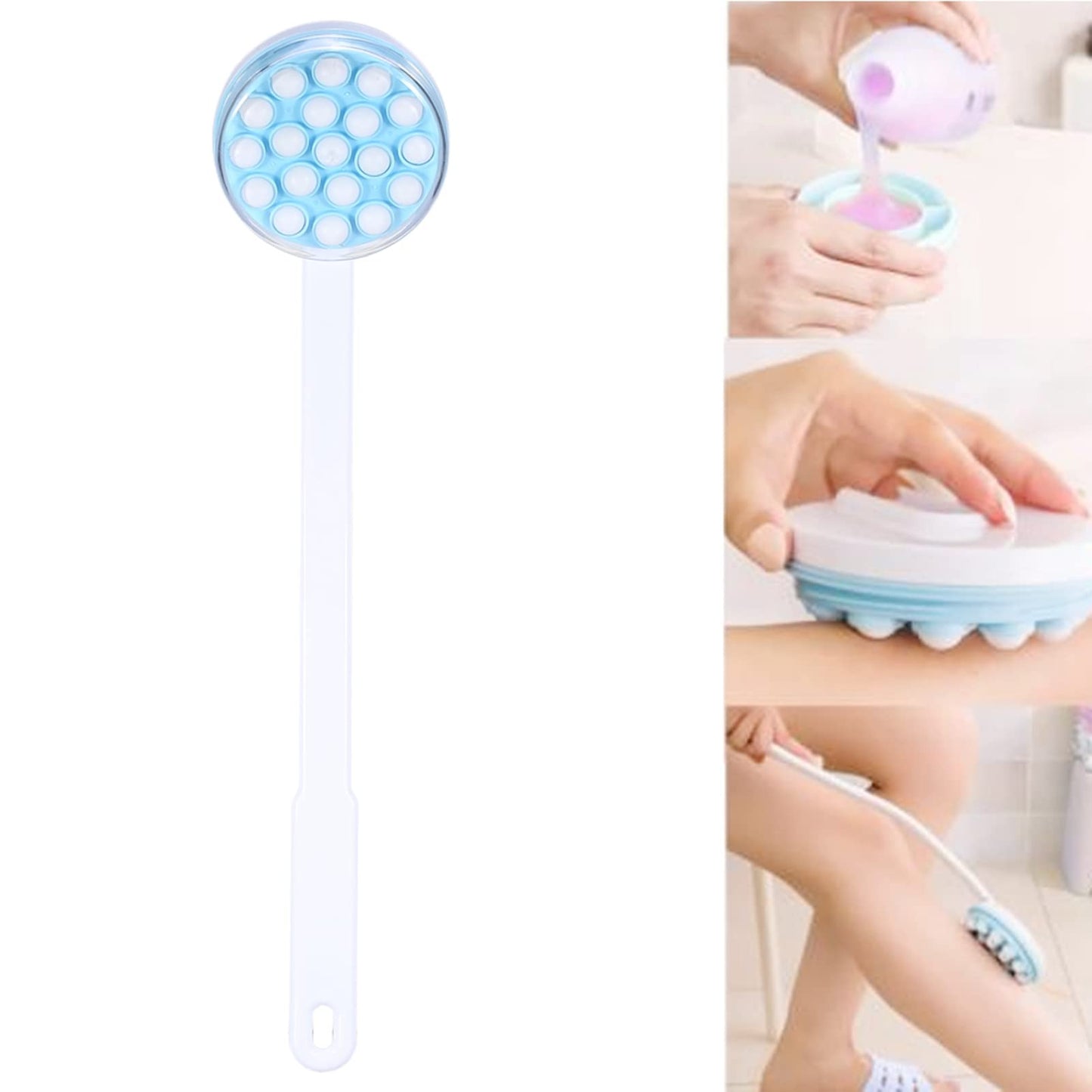 Lotion Applicator and Massager, Long Handle Easy Reach for Sunscreen, Cream, Shower Gel on Back, Legs and Feet, Long Shower Bath Brush, Easily Roll On Beauty and Personal Care Tyenaza