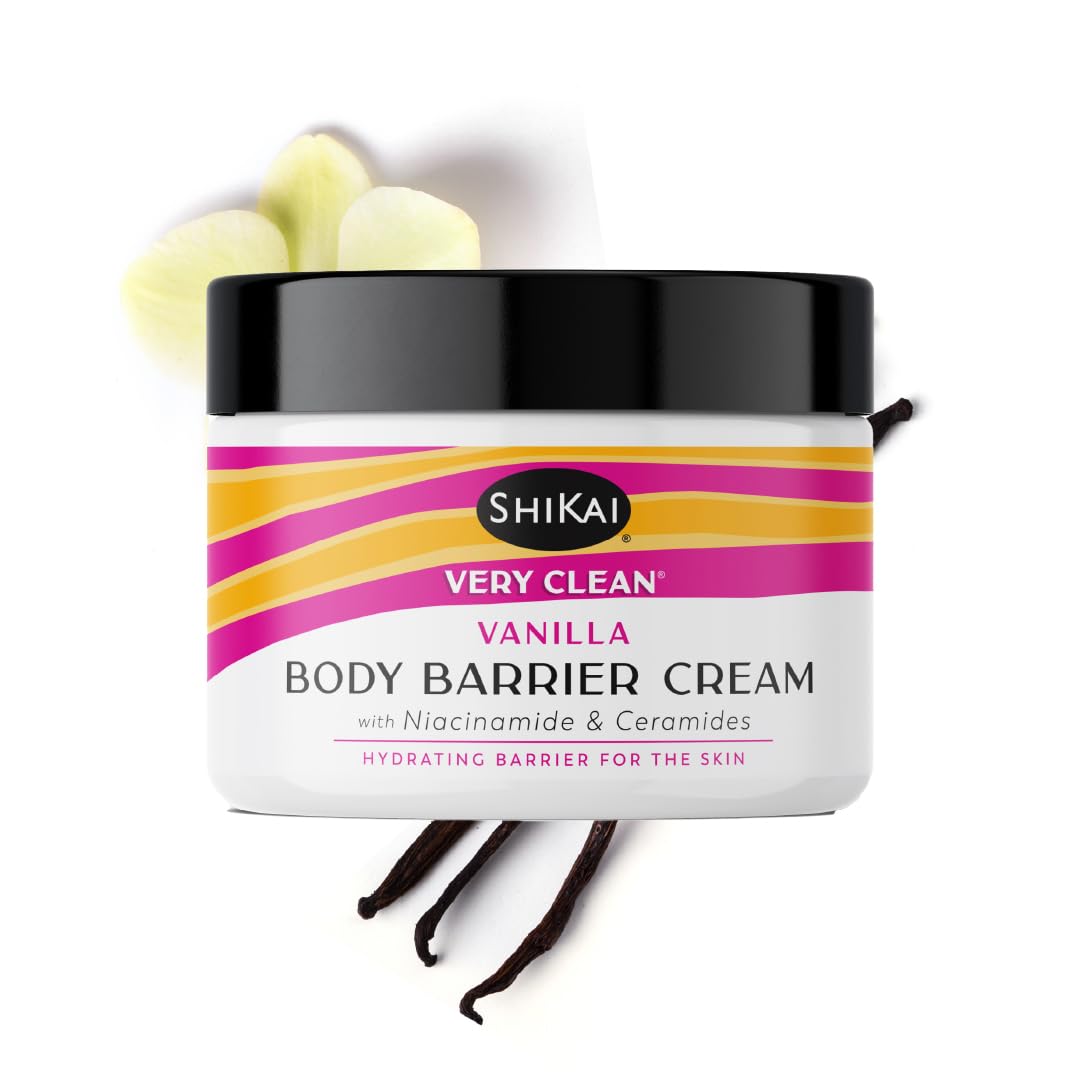 ShiKai Very Clean Moisturizing Body Barrier Cream (Vanilla, 4.5 oz) | Hydrating Barrier for the Skin | With Niacinamide, Ceramides, Shea Butter