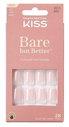 Kiss Bare But Better Nails 28 Count Short Length Nude (Pack of 6) Beauty & Personal Care KISS