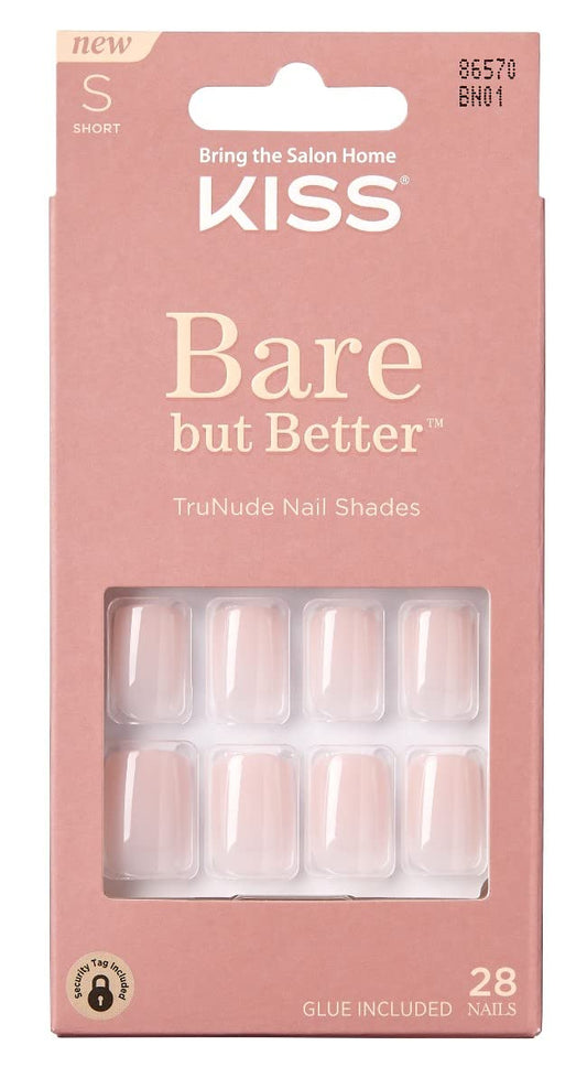 Kiss Bare But Better Nails 28 Count Short Length Nude (Pack of 6) Beauty & Personal Care KISS