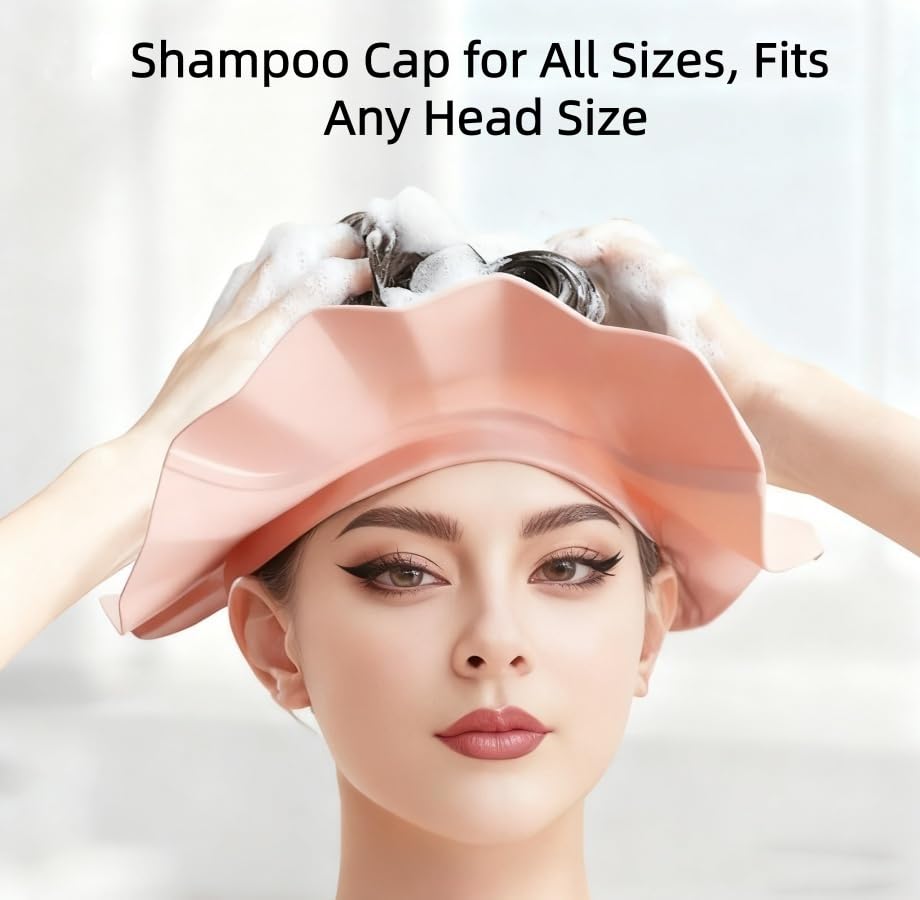 Lagnlnaoy Stretchable Waterproof Shampoo Cap - Adjustable BPA-Free Shield, Soft & Fit for Head, Ear & Eye Protection While Washing Hair (pink) Beauty and Personal Care Lagnlnaoy