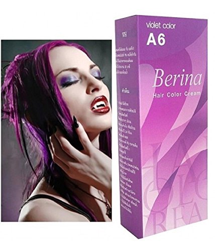 Berina Cream Hair Dye Permanent Color Purple Punk Emo Go A6.