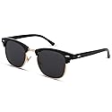Pro Acme Classic Semi Rimless Polarized Sunglasses with Metal Rivets (Black/Gold Rimmed)