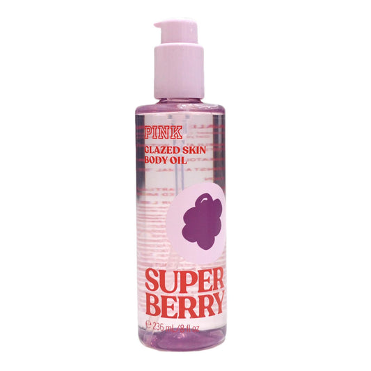 Victoria's Secret Pink Glazed Skin Body Oil 8 Fl Oz (Super Berry)