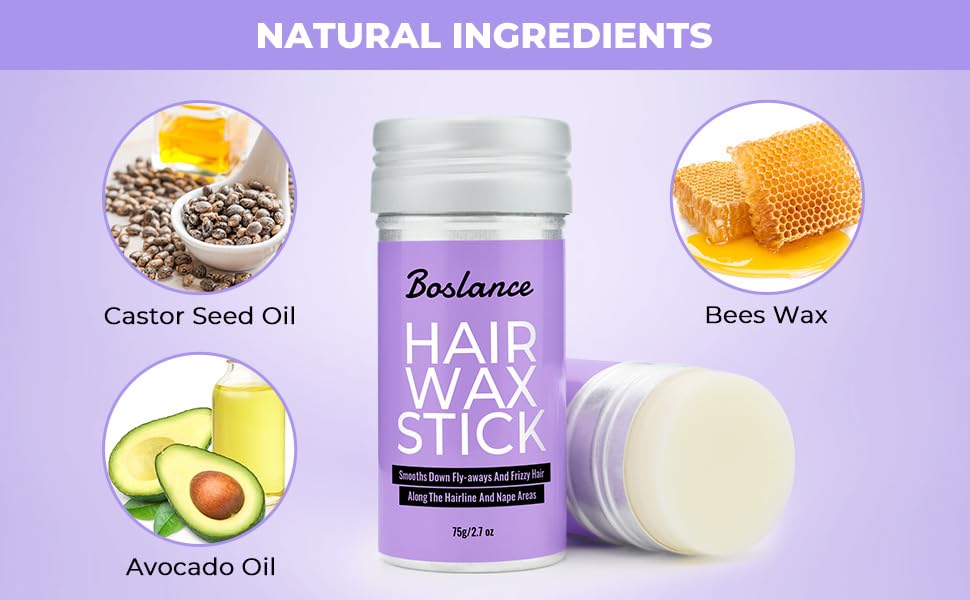 Boslance Hair Wax Stick - Strong Hold Styling Wax, Matte Finish Slick Back Stick, Easy Application - Styling Wax for All Hair Types?Natural