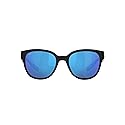 Costa Del Mar Womens Salina Rectangular Sunglasses, Black/Polarized Blue Mirrored 580G, 53 mm