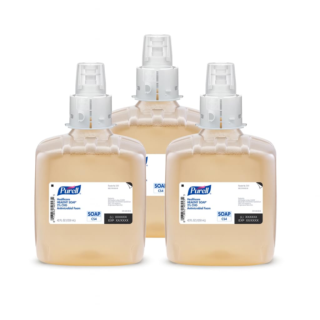 PURELL Healthcare HEALTHY SOAP 2% CHG Antimicrobial Foam, Fragrance Free, 1250 mL Foam Refill for PURELL CS4 Manual Soap Dispenser (Pack of 3) Beauty & Personal Care Purell