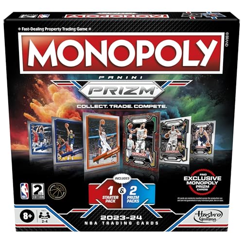 Monopoly Prizm: NBA 2nd Edition Board Game | Monopoly Game with 2023-24 Panini NBA Trading Cards | Ages 8 and Up | 2 to 4 Players | Basketball Games