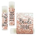 Andaz Press Bridal Shower Bachelorette Party Lip Balm Party Favors Faux Rose Gold Glitter Shimmer, Bride Tribe, Bridesmaid Lip Gloss 12-Pack Bride