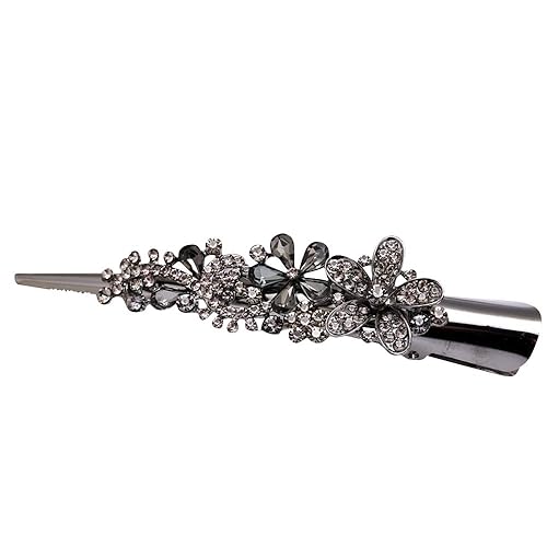 Large Double Row Teeth Metal Duck Bill Clips Hair Clips Rhinestone Flower Hair Barrettes with Teeth Hair Pins Hair Slide Stylish for Women Girl Hair