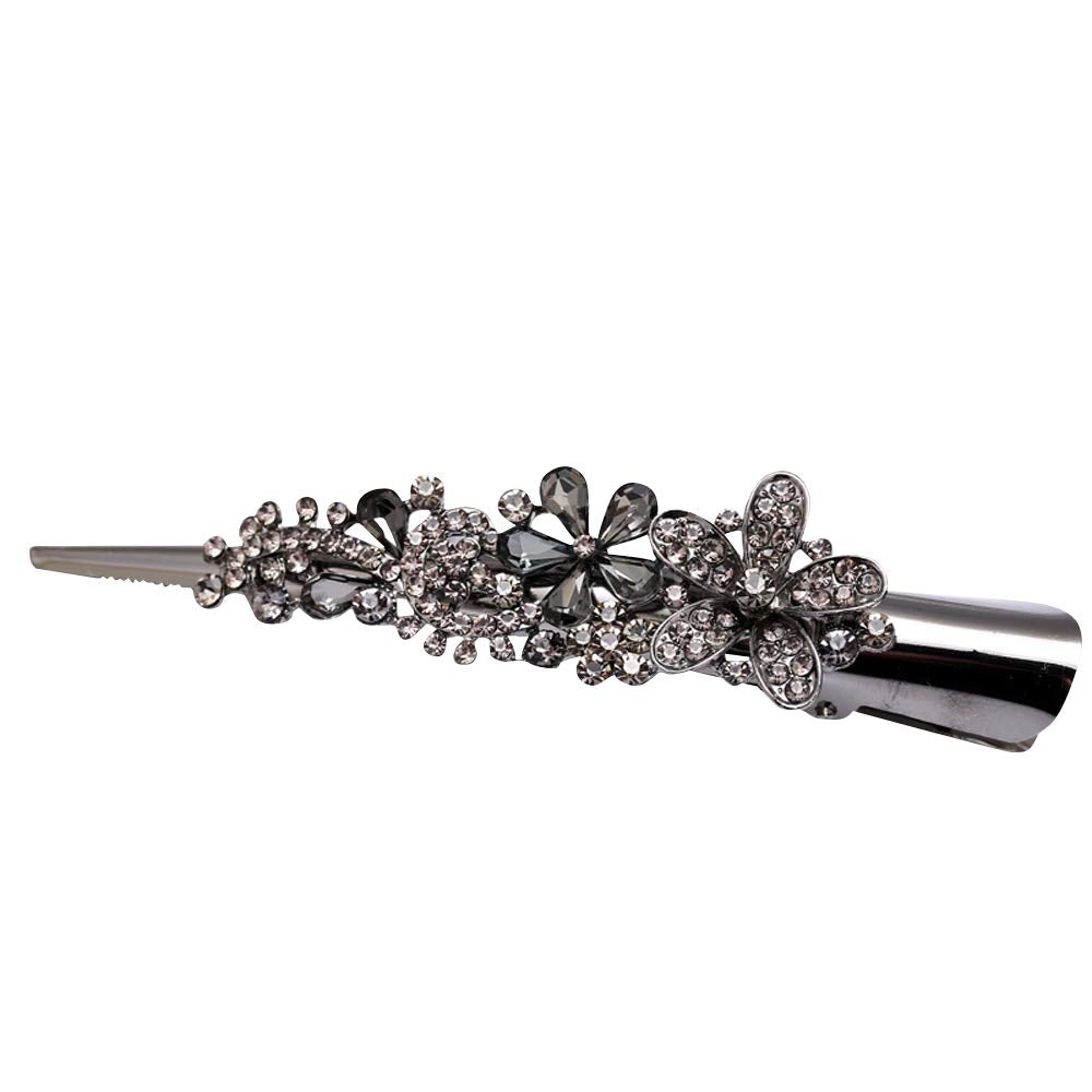 Large Double Row Teeth Metal Duck Bill Clips Hair Clips Rhinestone Flower Hair Barrettes with Teeth Hair Pins Hair Slide Stylish for Women Girl Hair