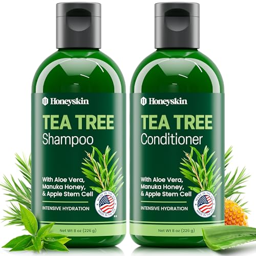 Tea Tree & Honey Shampoo & Conditioner Set - Dandruff Treatment With Organic Tea Tree Oil - Itchy Scalp Treatment for Women & Men - Sulfate
