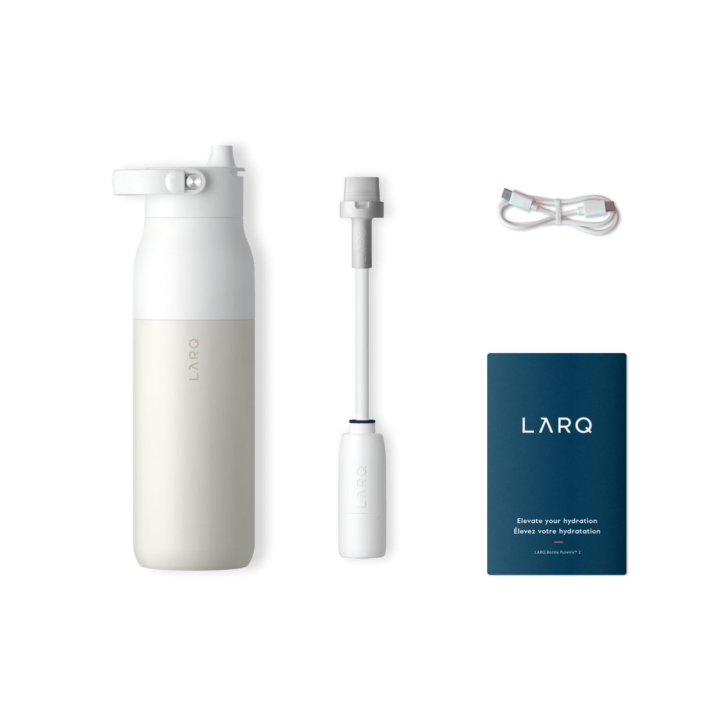 LARQ Bottle PureVis 2 23 oz - UV Water Purifier with Self-Cleaning, App Hydration Tracking, Filter Straw, Detachable Handle, Double-Wall Insulated