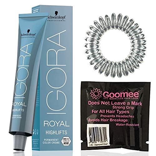 Igora Royal 10-1 Ultra Blonde Cendre Highlifts Permanent Hair Color and Goomee The Markless Hair Loop Single Pack Diamond Clear (Bundle 2 items) Beauty & Personal Care Goomee