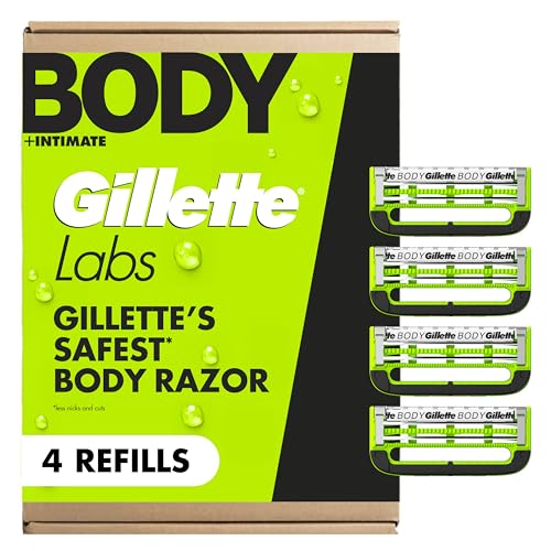 Gillette Labs Body + Intimate Razor Blades for Men, Anti-ingrown bar, 4 Blade Refills Beauty and Personal Care Gillette Default Title