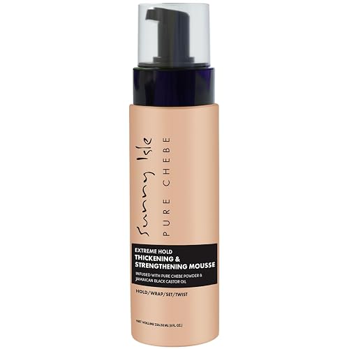 Sunny Isle Chebe Extreme Hold Thickening & Strengthening Mousse - Infused with African Chebe Powder, Jamaican Black Castor Oil - 8oz