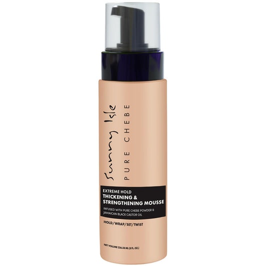 Sunny Isle Chebe Extreme Hold Thickening & Strengthening Mousse - Infused with African Chebe Powder, Jamaican Black Castor Oil - 8oz