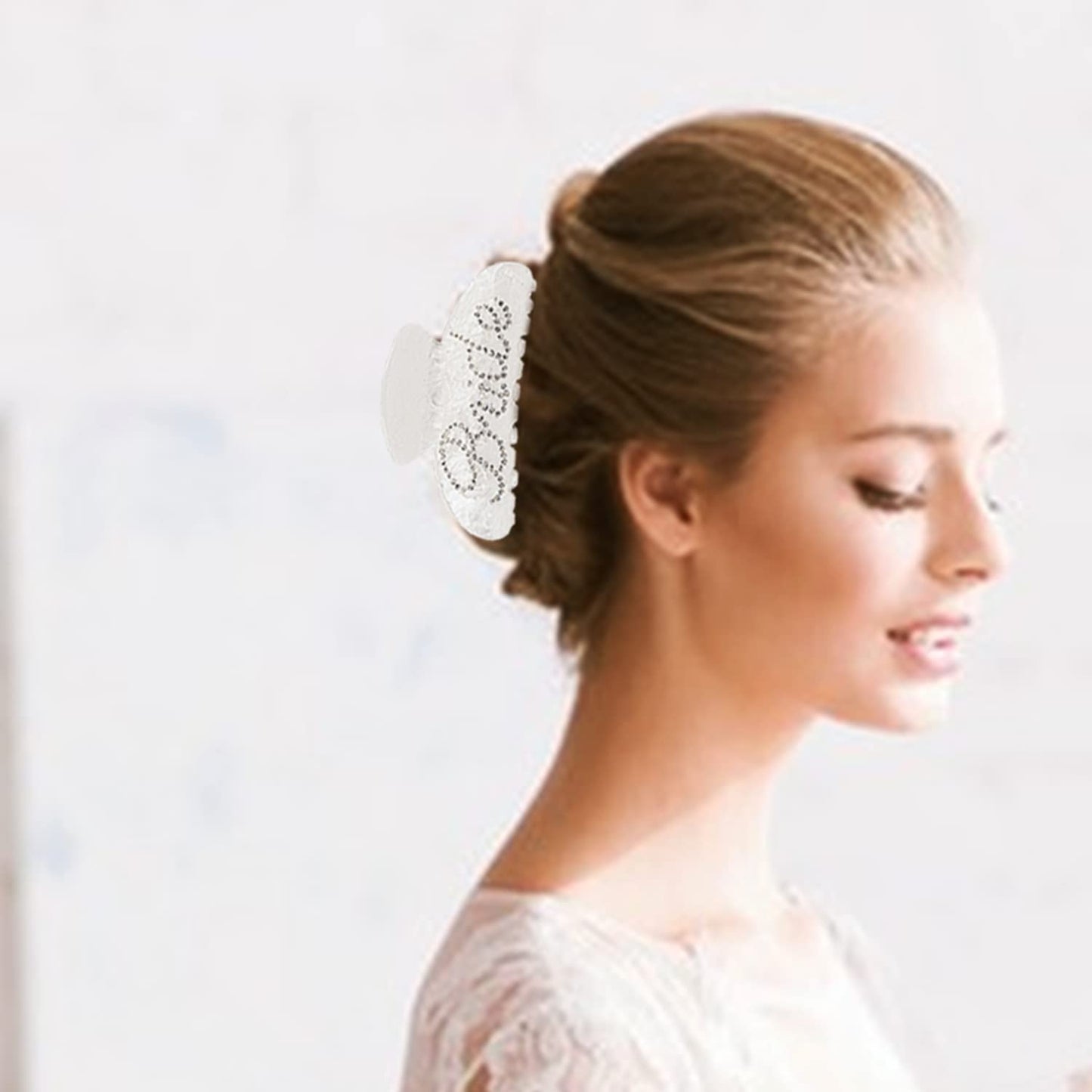Saliyaa Bride Hair Clip - White Acrylic Bride Clip with Double-Side Logo (4 inches) - Wedding Gift, Bridal Shower, Bachelorette Decorations Accessory